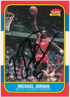 1986/87 Fleer #57 Michael Jordan Signed Rookie Card (JSA)